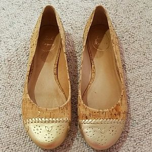 Jack Rogers Gold & Cork Flat - Size 7
